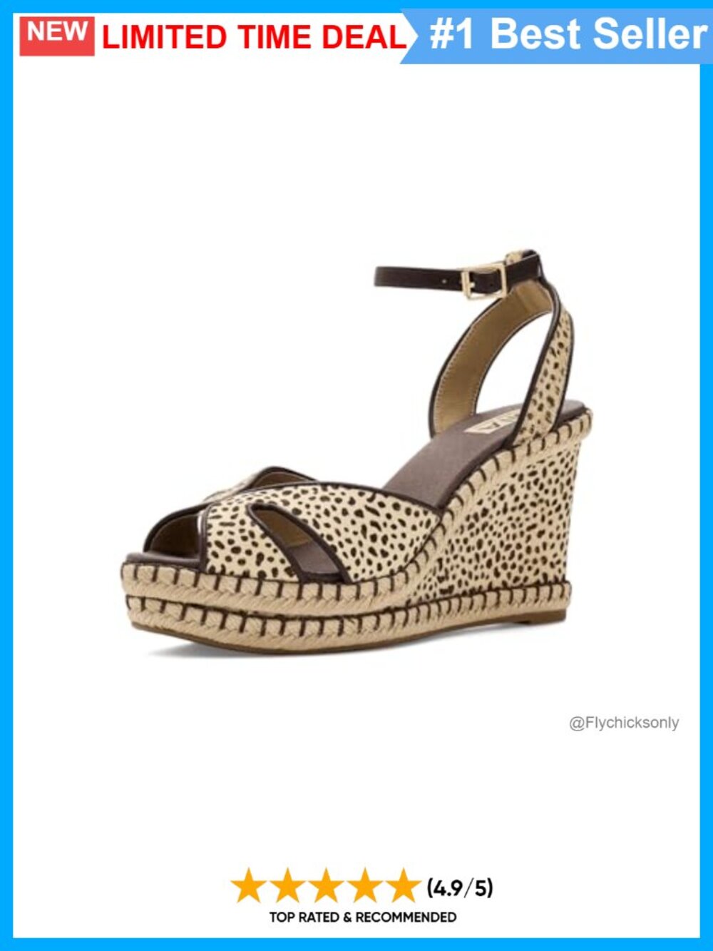 Wedge Sandal Leather Pony Hair Rope Detail Open Toe Adjustable Buckle